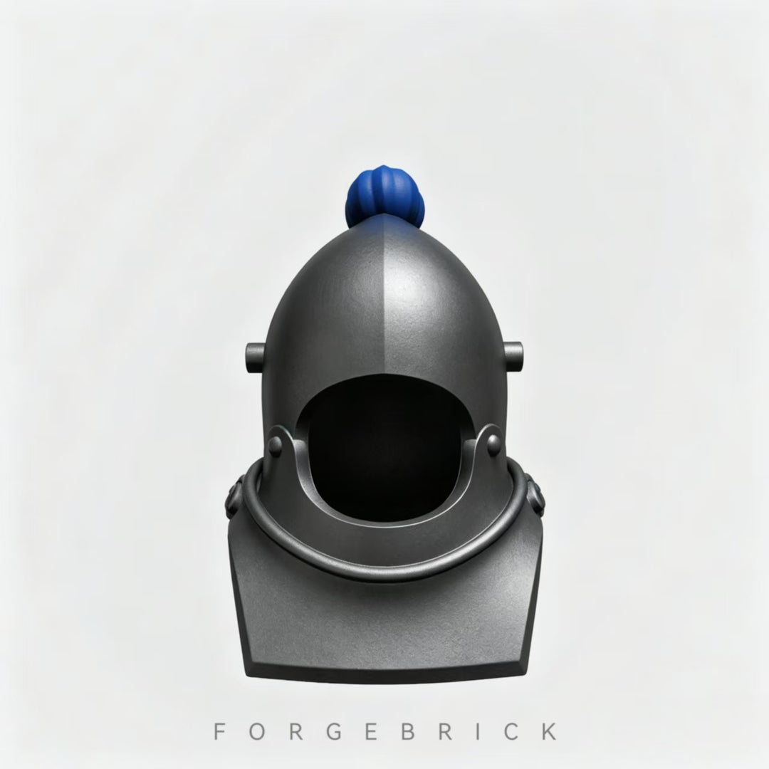 Bascinets| Bevors with gorget（includes Visor）- featuring a decorative top/ 带顶饰的护喉中盔和护颈甲（配面罩）/ Compatible Lego Figures