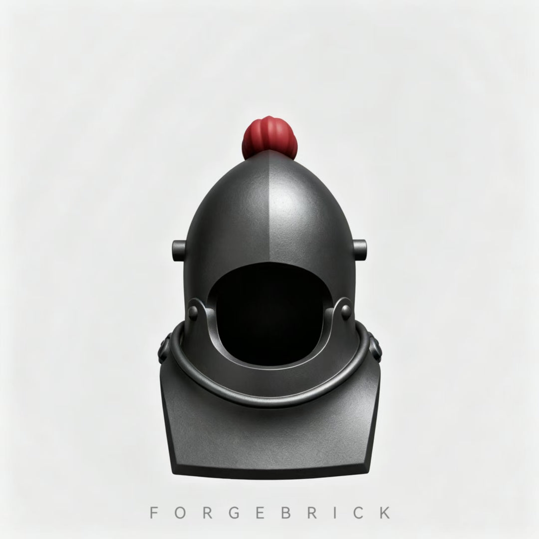 Bascinets| Bevors with gorget（includes Visor）- featuring a decorative top/ 带顶饰的护喉中盔和护颈甲（配面罩）/ Compatible Lego Figures