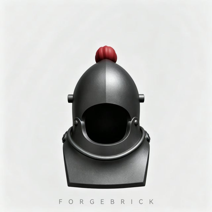 Bascinets| Bevors with gorget（includes Visor）- featuring a decorative top/ 带顶饰的护喉中盔和护颈甲（配面罩）/ Compatible Lego Figures