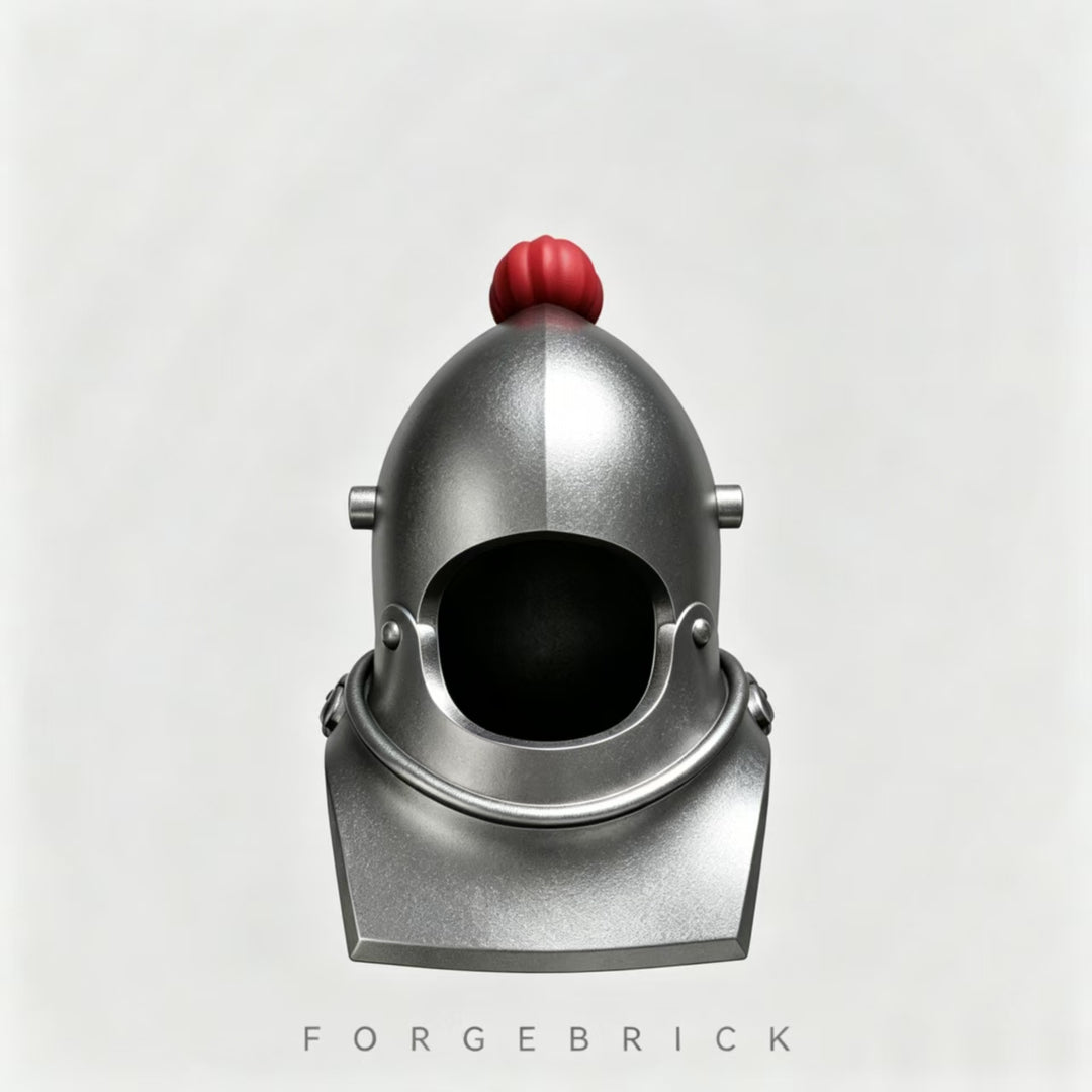 Bascinets| Bevors with gorget（includes Visor）- featuring a decorative top/ 带顶饰的护喉中盔和护颈甲（配面罩）/ Compatible Lego Figures
