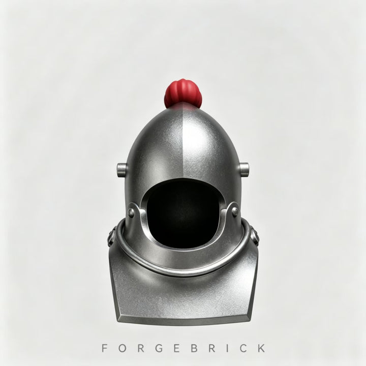 Bascinets| Bevors with gorget（includes Visor）- featuring a decorative top/ 带顶饰的护喉中盔和护颈甲（配面罩）/ Compatible Lego Figures